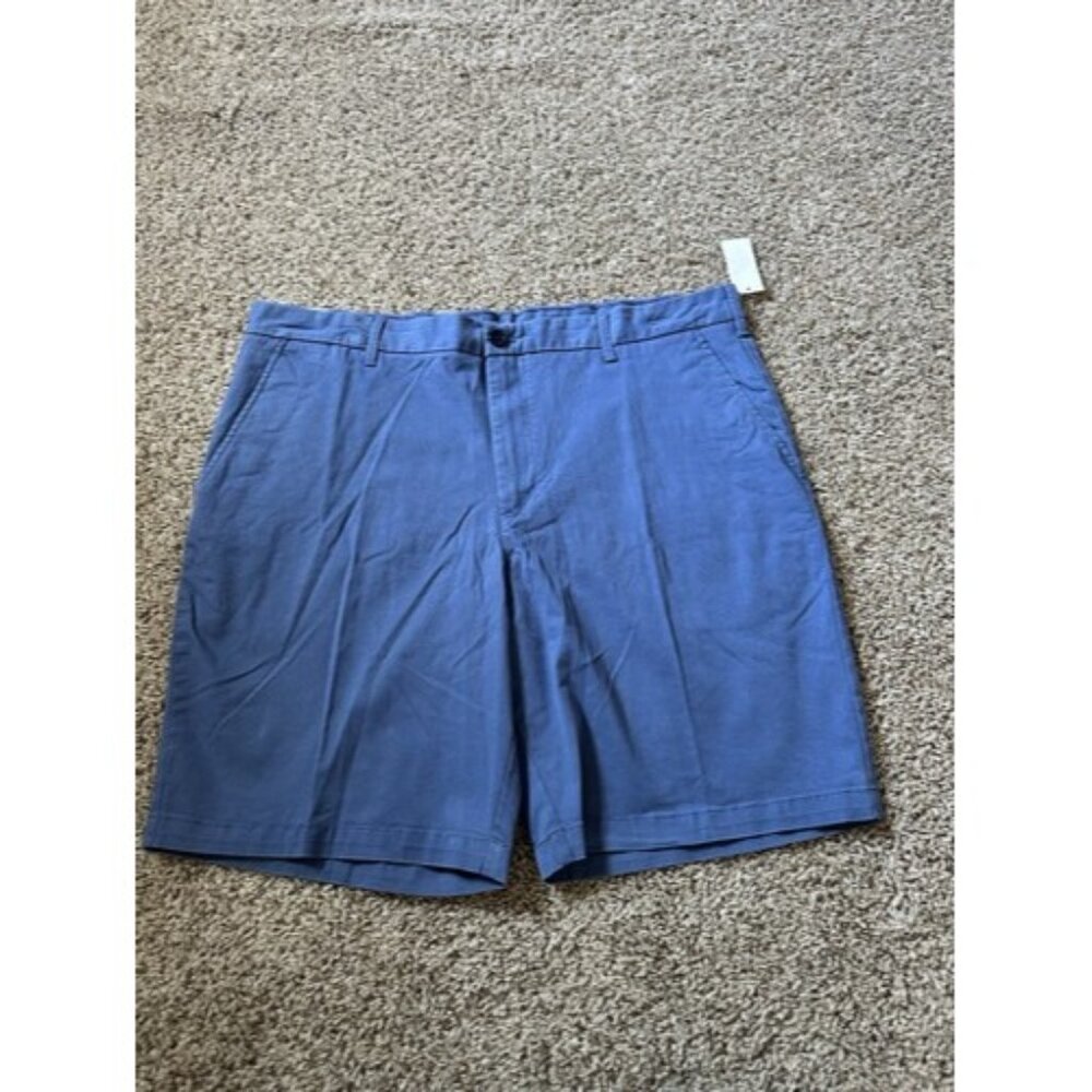 Izod Saltwater Relaxed Classic Stretch Flat Front Waist 40 Blue Mens Blue Chino